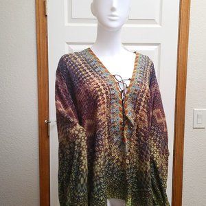 Camilla Embellished Silk Lace-up Caftan